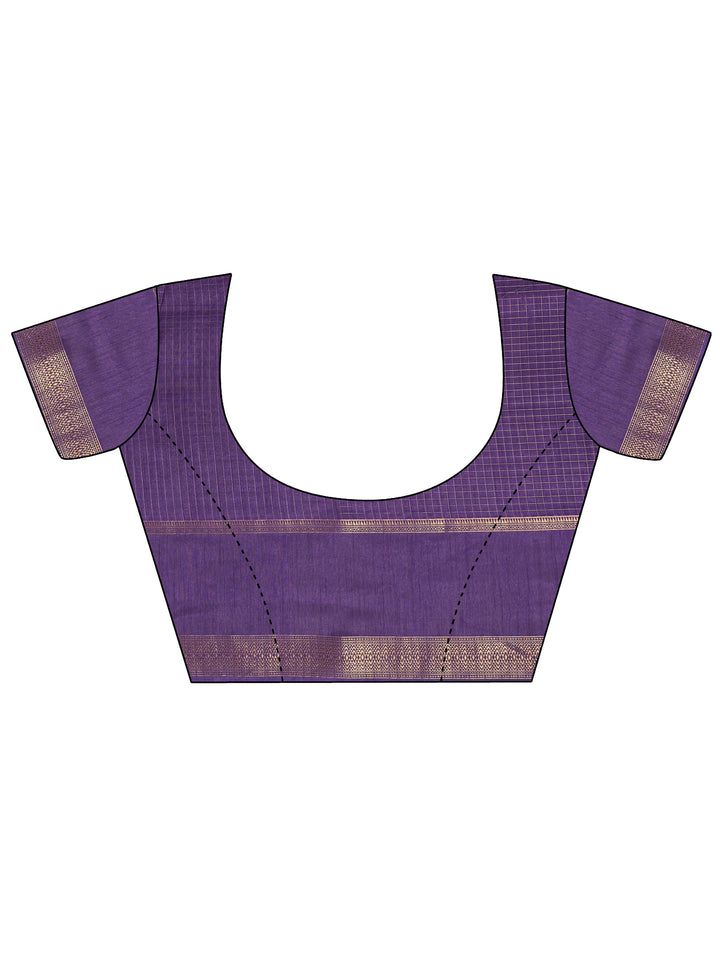 Purple Paisley Print Silk Blend Saree With Unstitched Blouse Piece