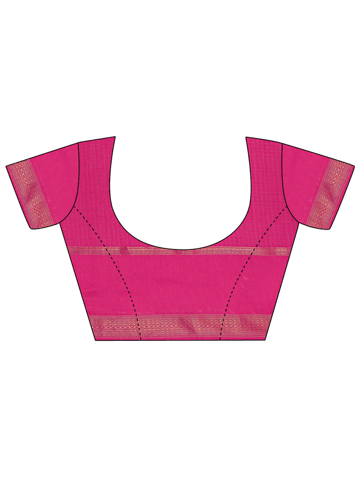 Pink Paisley Print Silk Blend Saree With Unstitched Blouse Piece