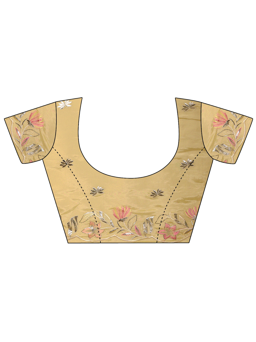 Yellow Floral Embellished Silk Blend Saree  With Unstitched Blouse Piece