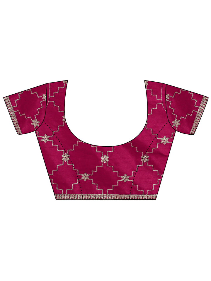 Pink Embellished Silk Blend Saree With Unstitched Blouse Piece