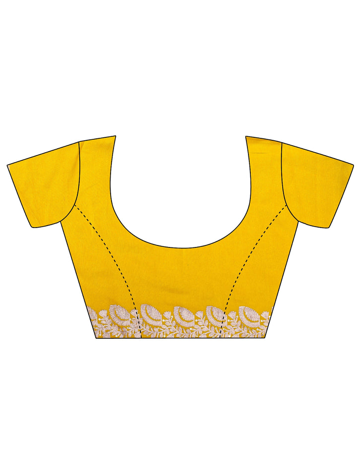 Orange Embroidered Silk Blend Saree With Unstitched Blouse Piece