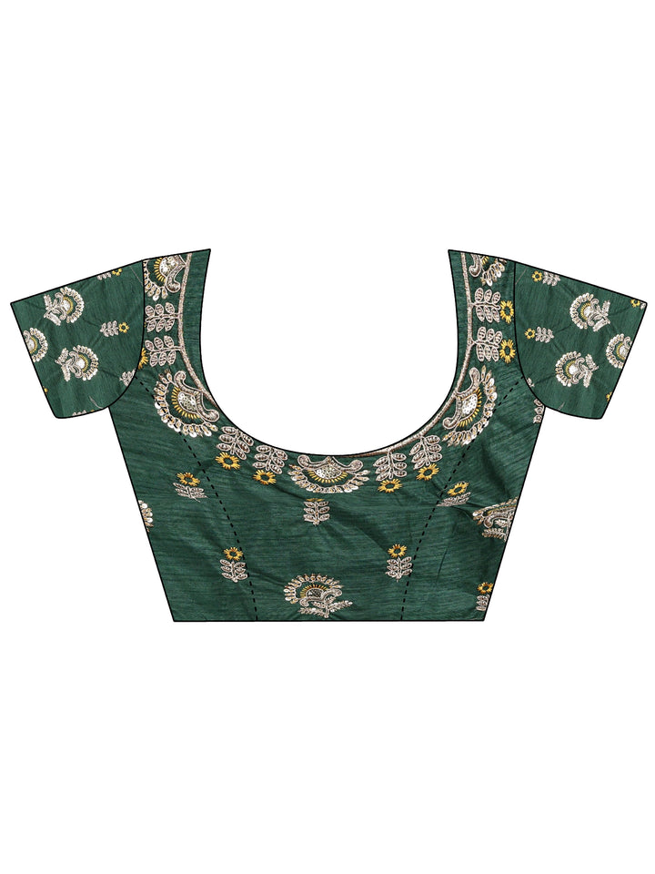 Mustard Floral Embroidered Satin Saree
With Unstitched Blouse Piece