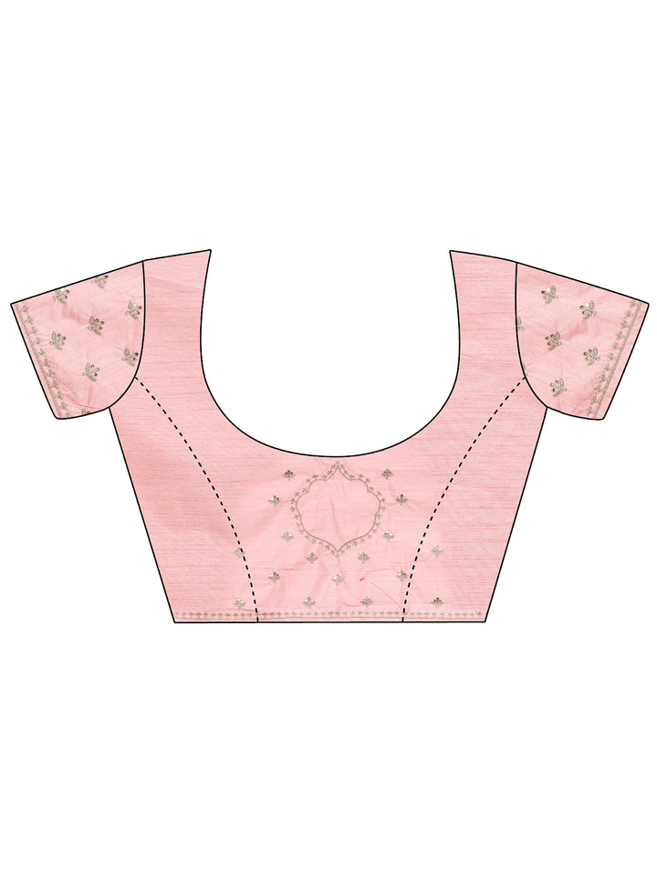 Pink Solid Satin Saree With Unstitched Blouse Piece