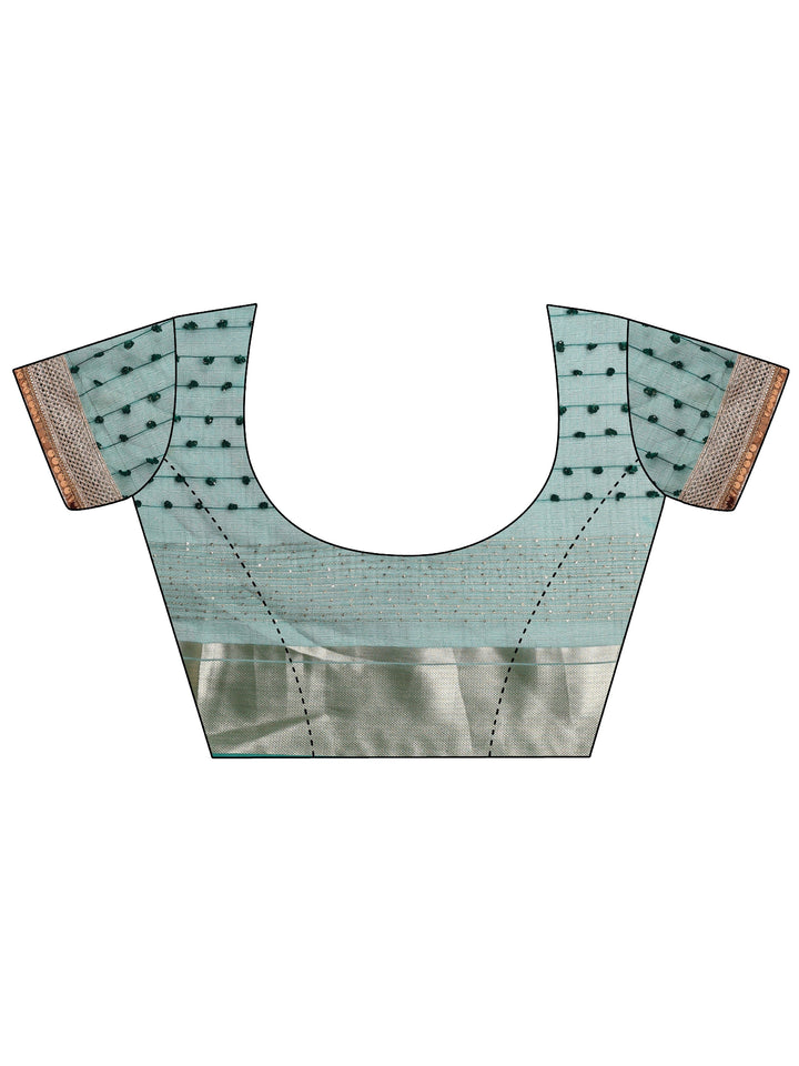 Green Woven Design Chanderi Silk Saree With Unstitched Blouse Piece