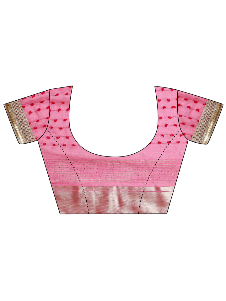 Pink Woven Design Chanderi Silk Saree With Unstitched Blouse Piece