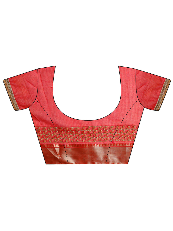 Red Woven Design Chanderi Silk Saree With Unstitched Blouse Piece