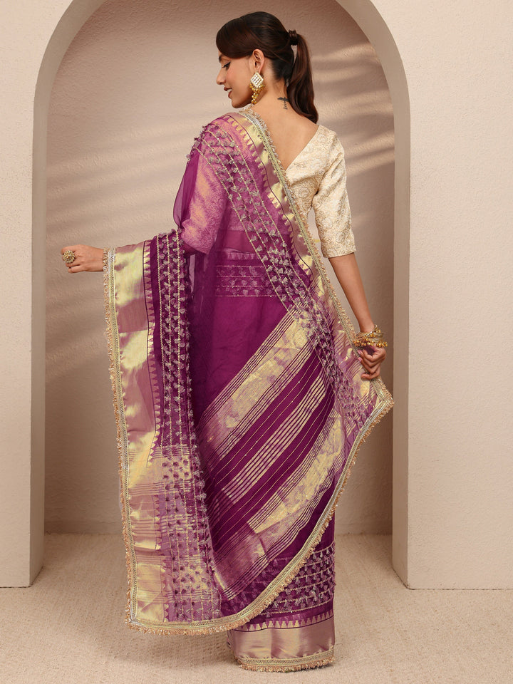 Burgundy Woven Design Chanderi Silk Saree
With Unstitched Blouse Piece