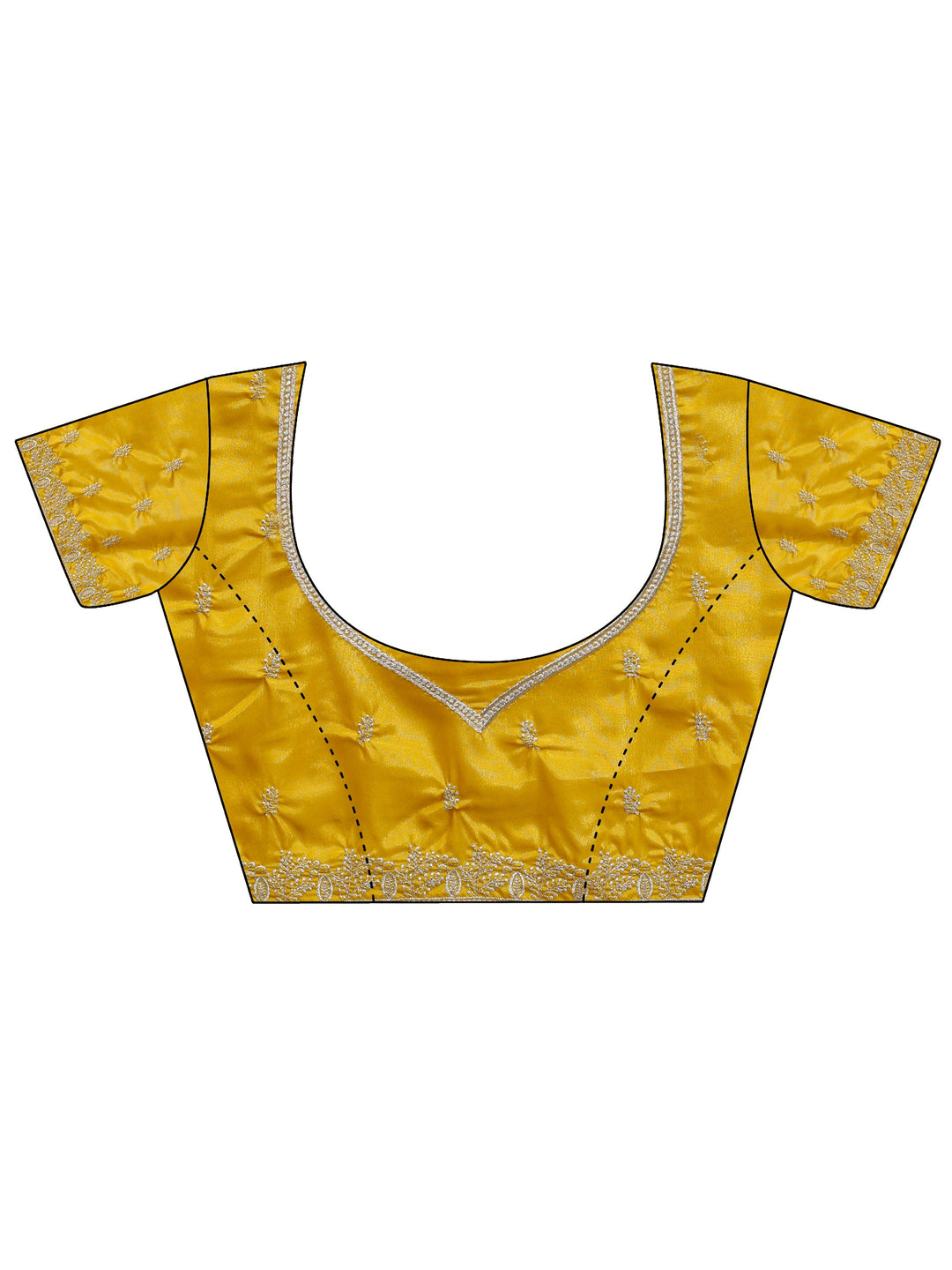 Mustard Embellished Satin Saree With Unstitched Blouse Piece