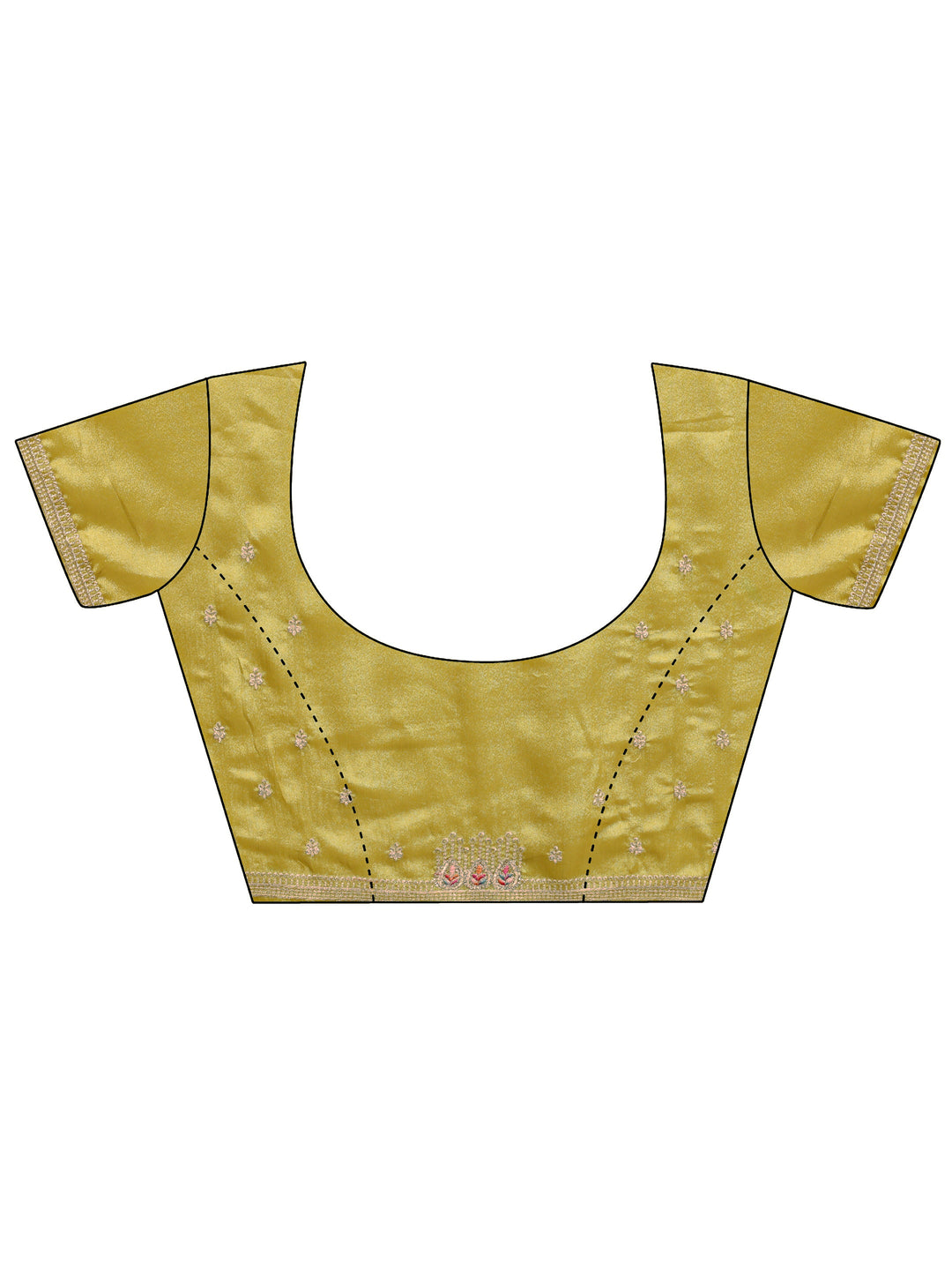Mustard Embellished Satin Saree With Unstitched Blouse Piece