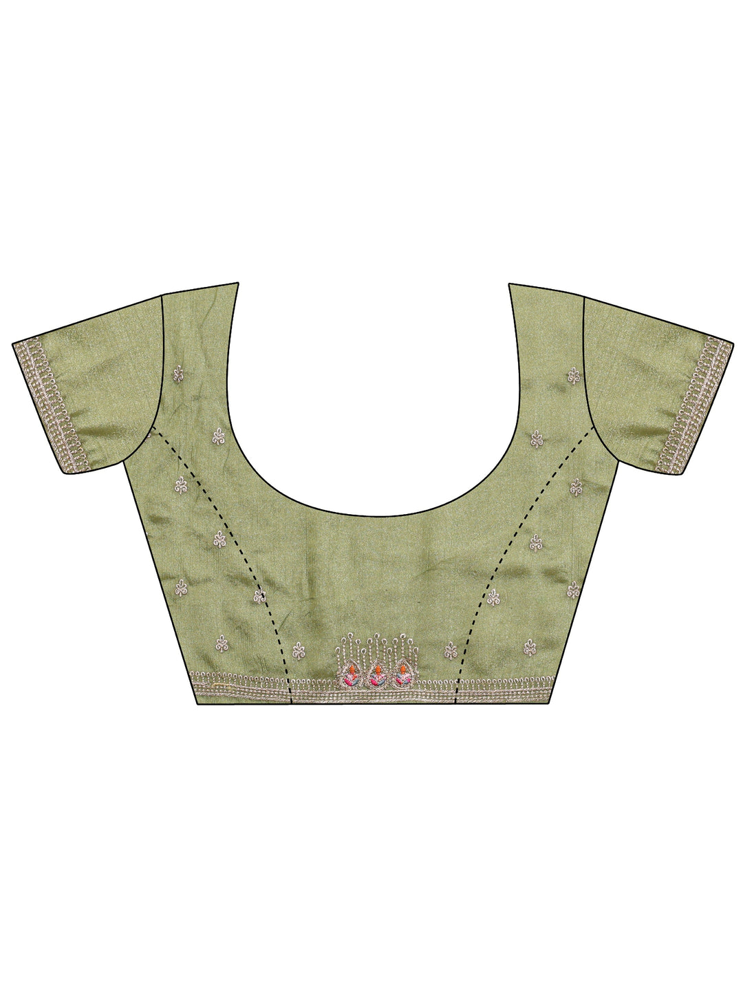 Green Embellished Satin Saree With Unstitched Blouse Piece