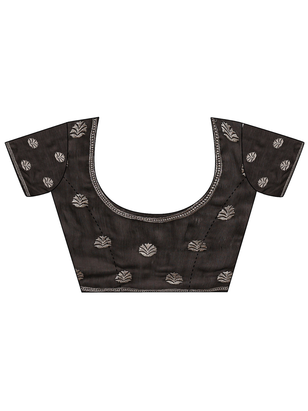 Black Floral Embellished Silk Blend Saree With Unstitched Blouse Piece