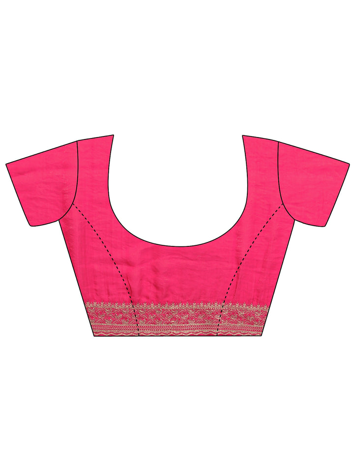 Red Paisley Embellished Tissue Saree With Unstitched Blouse Piece