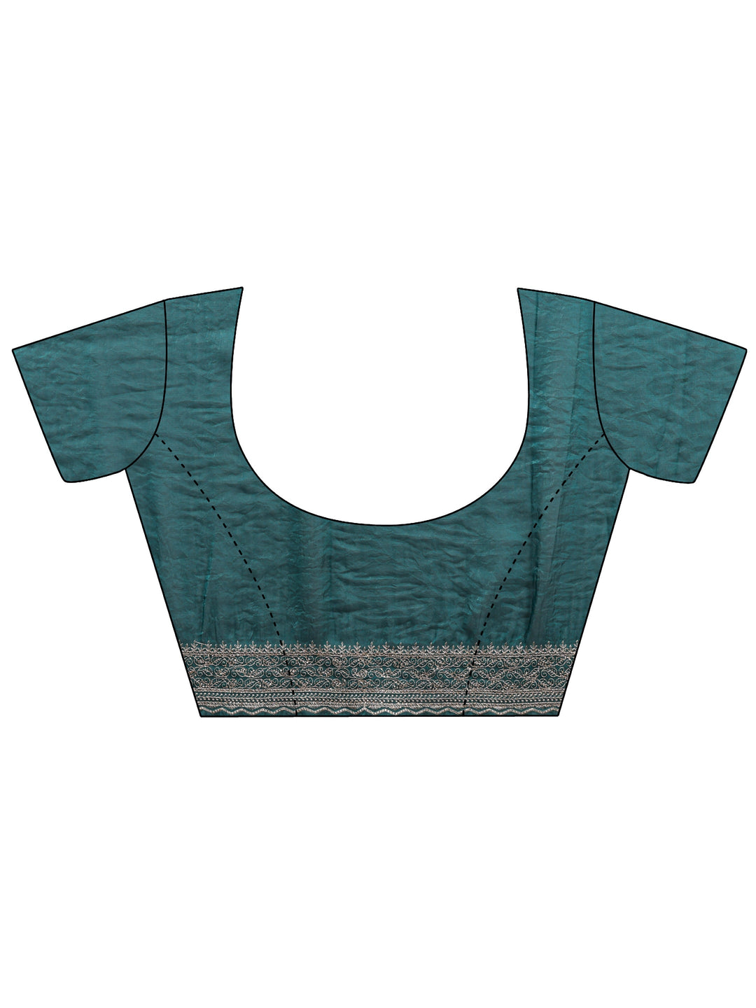Green Paisley Embellished Tissue Saree With Unstitched Blouse Piece
