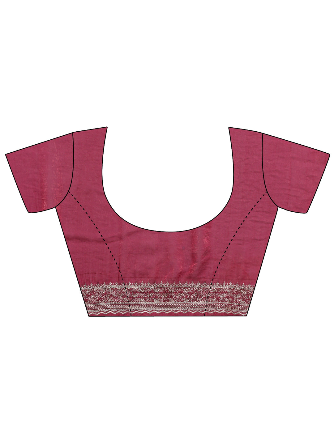 Wine Paisley Embellished Tissue Saree With Unstitched Blouse Piece