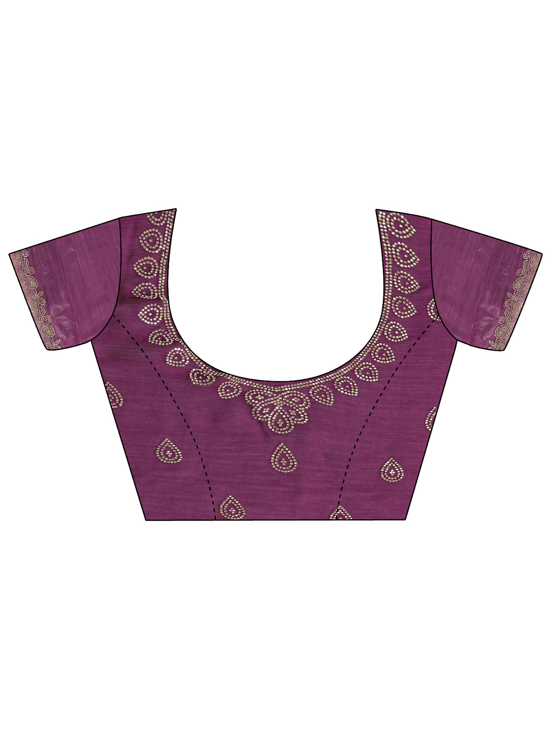 Wine Embellished Satin Saree With Unstitched Blouse Piece