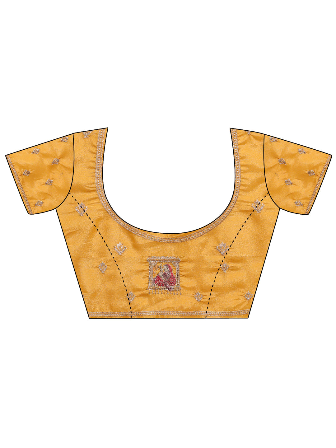 Mustard Ethnic Motif Embellished Satin Saree With Unstitched Blouse Piece