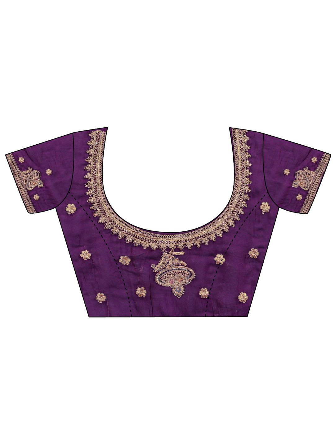 Purple Embellished Tissue Saree With Unstitched Blouse Piece