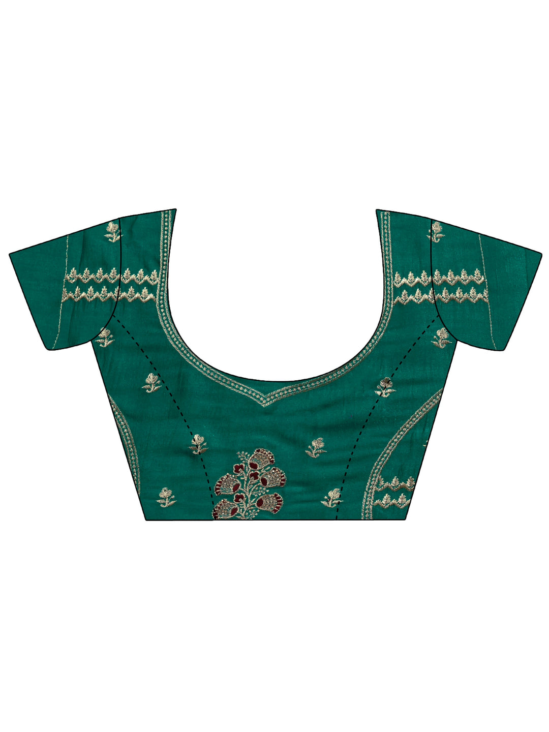 Green Embellished Silk Blend Saree 
With Unstitched Blouse Piece