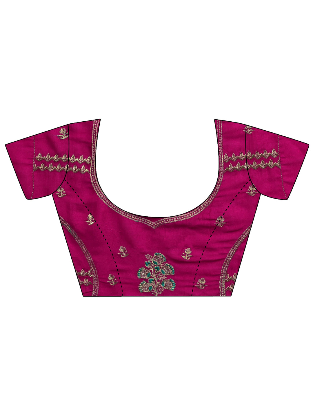 Pink Embellished Silk Blend Saree 
With Unstitched Blouse Piece