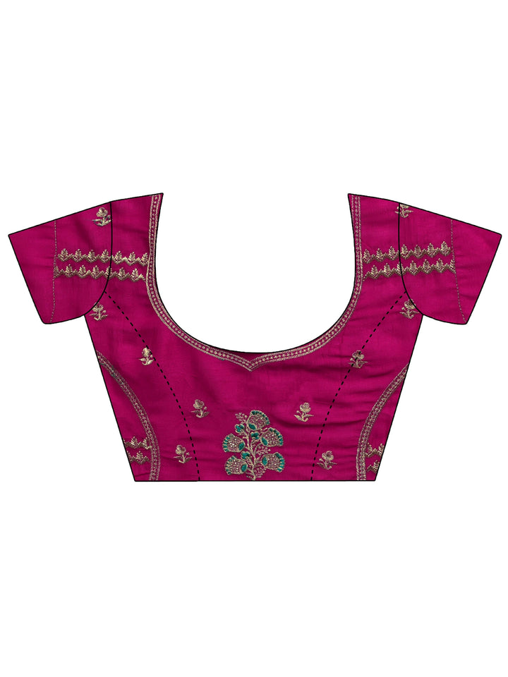 Pink Embellished Silk Blend Saree 
With Unstitched Blouse Piece