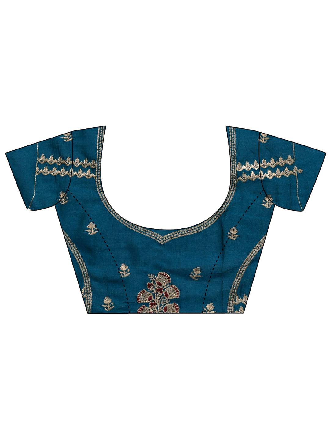 Blue Floral Embellished Silk Blend Saree 
With Unstitched Blouse Piece