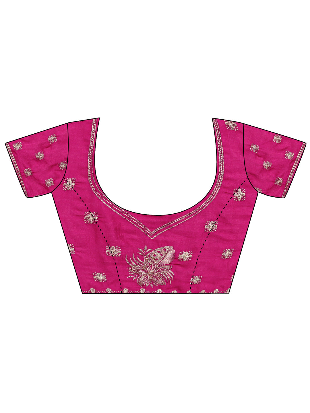 Pink Floral Embellished Silk Blend Saree With Unstitched Blouse Piece