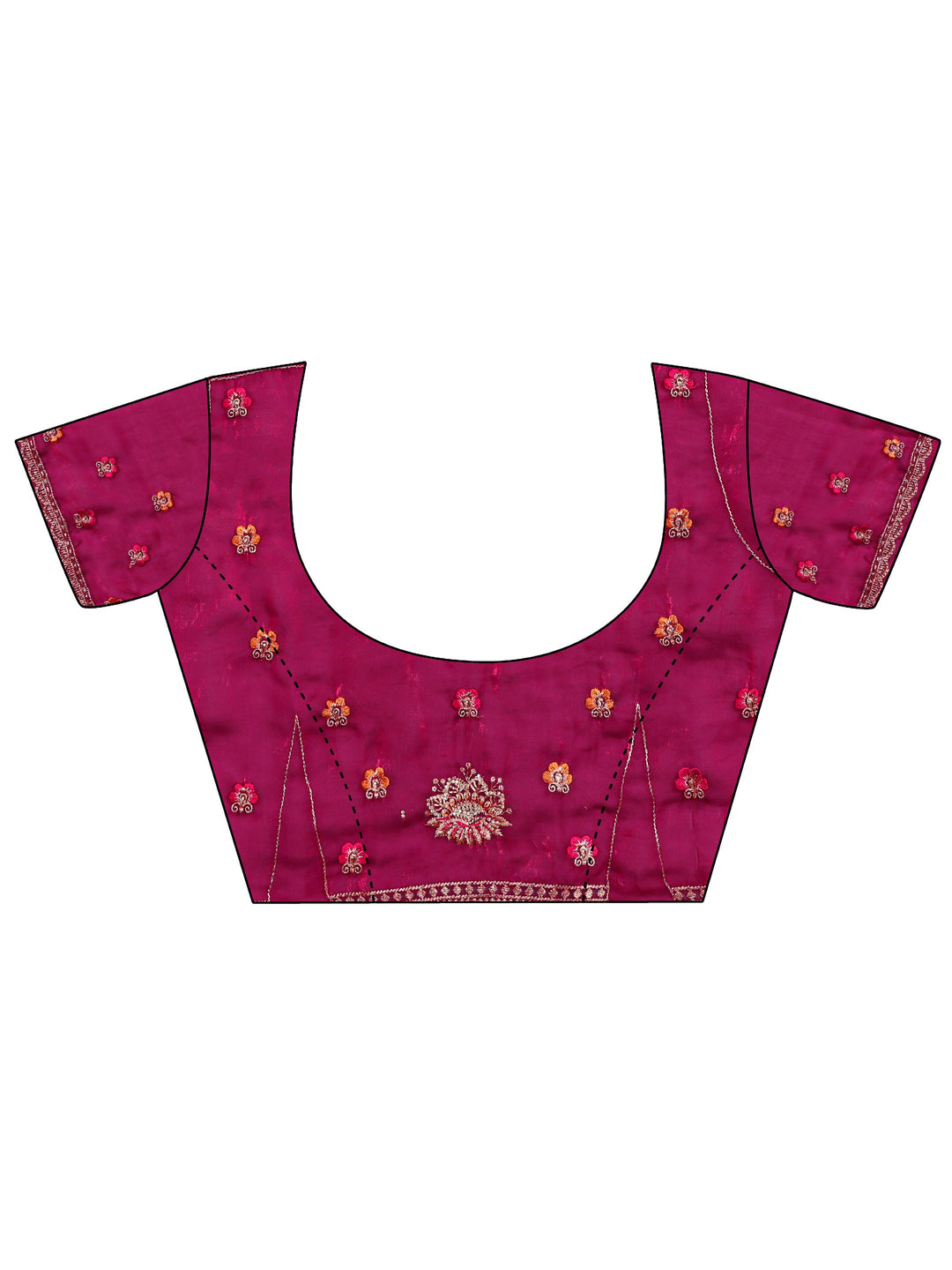 Libas Wine Ethnic Embroidered Tissue Saree With Unstitched Blouse Piece
