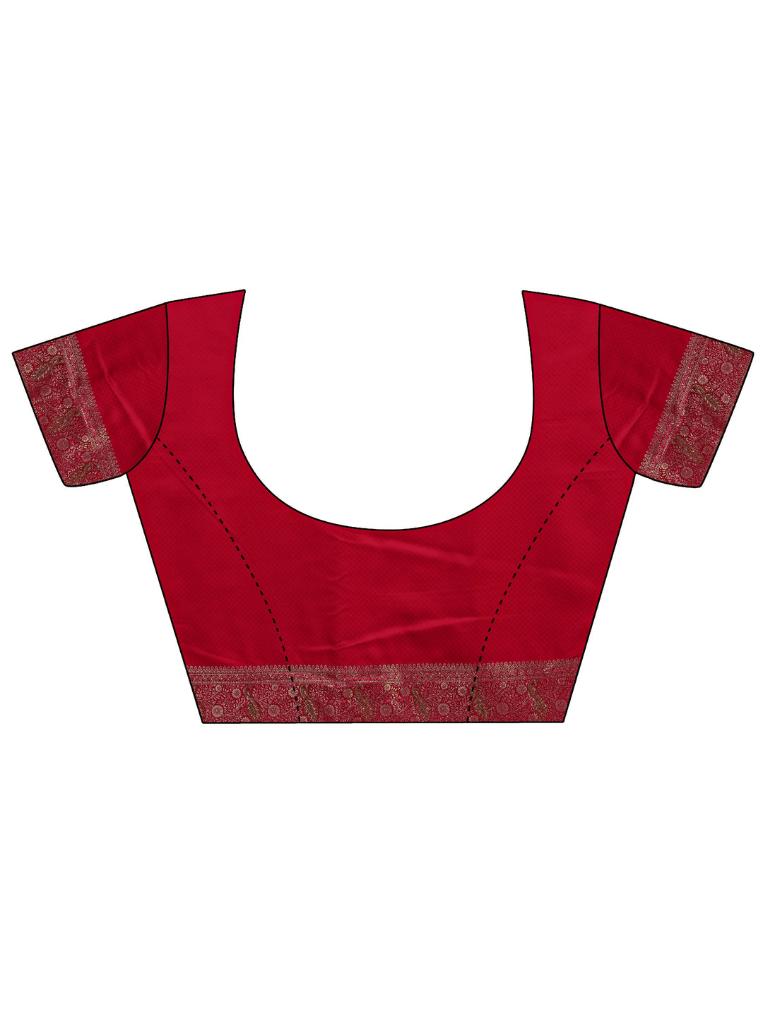 Red Banarasi Silk Saree With Unstitched Blouse And Dupatta