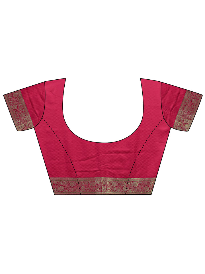 Pink Embellished Silk Saree With Unstitched Blouse And Dupatta