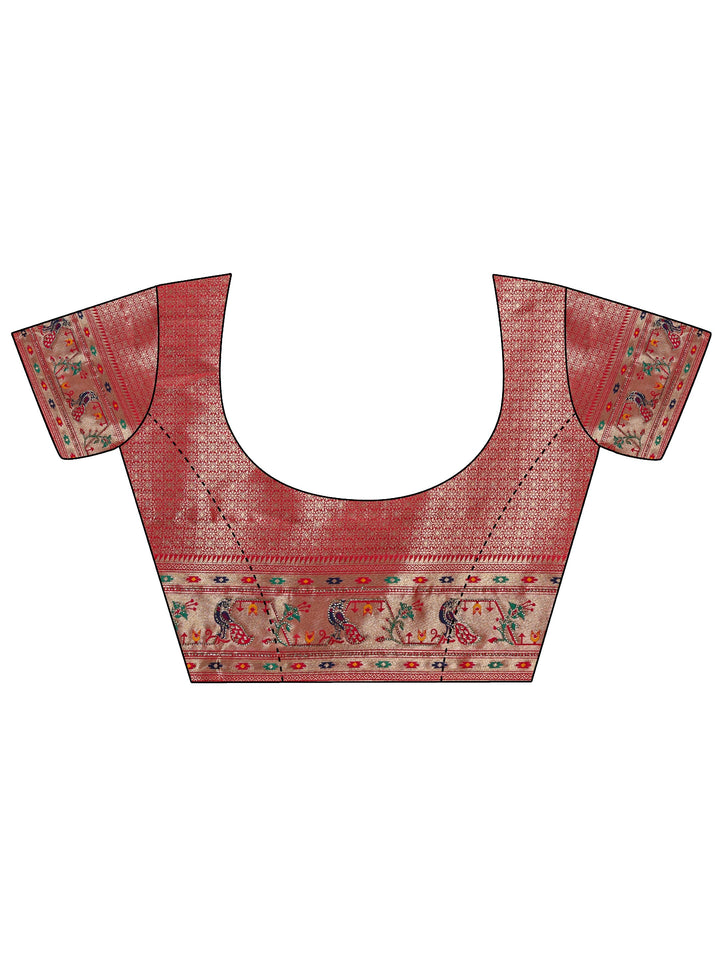 Pink Paithani Silk Saree With Unstitched Blouse And Dupatta