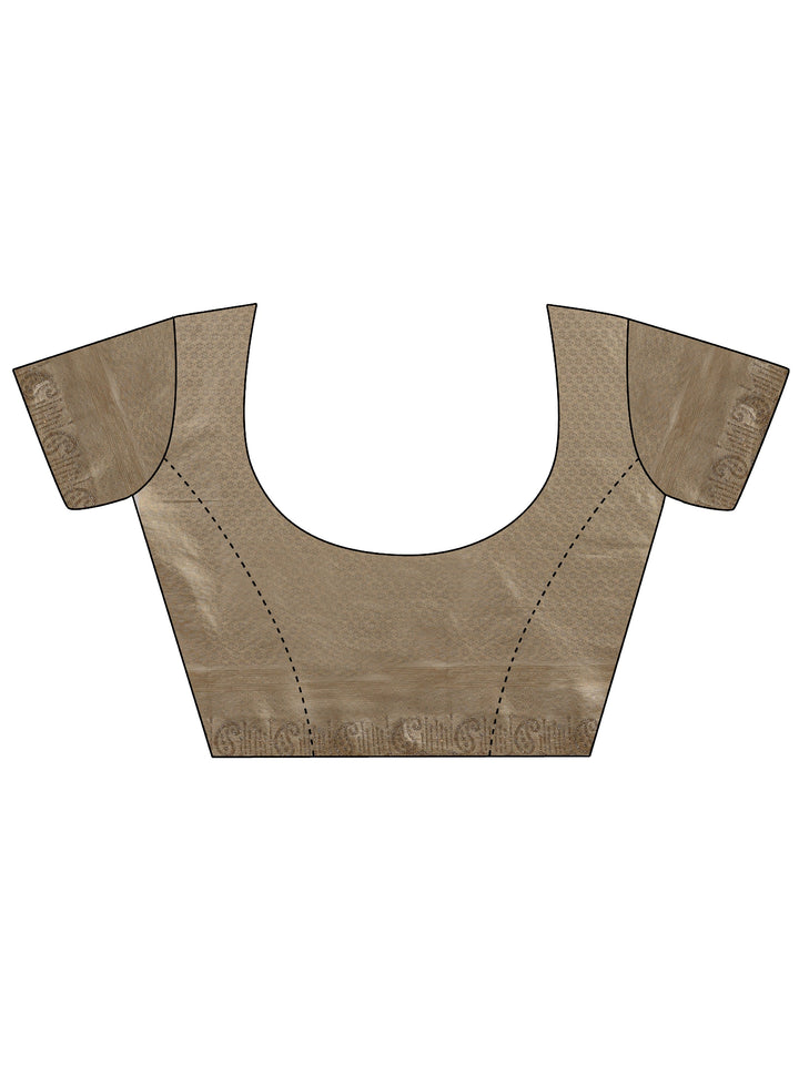 Gold Floral Embellished Silk Saree With Unstitched Blouse Piece