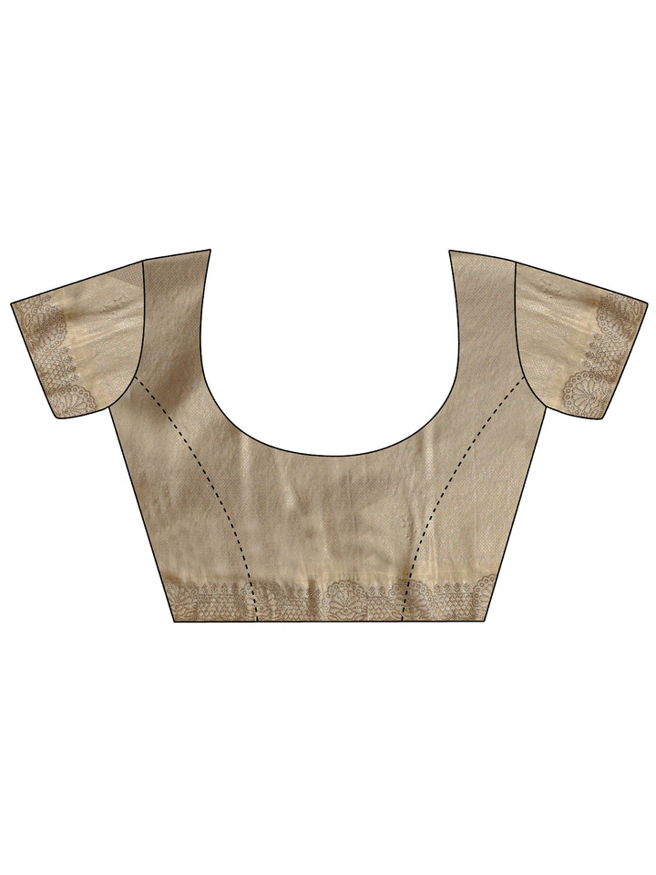 Gold Floral Embellished Silk Saree With Unstitched Blouse Piece