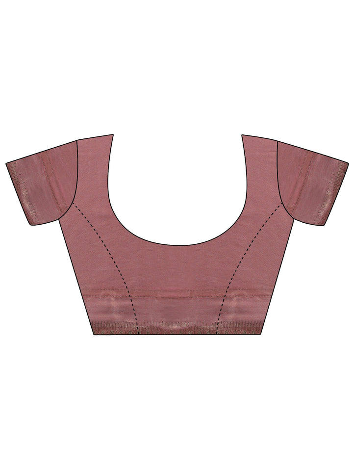 Peach Embellished Silk Saree With Unstitched Blouse Piece