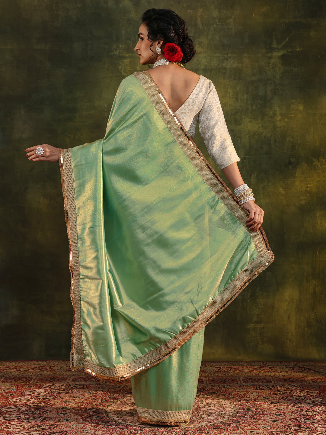 Blue Woven Design Silk Blend Saree With Unstitched Blouse Piece