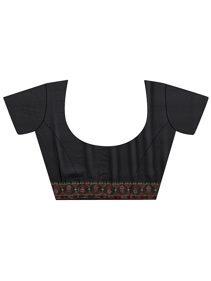 Libas Art Black Jamawar Embroidered Georgette Saree With Unstitched Blouse Piece