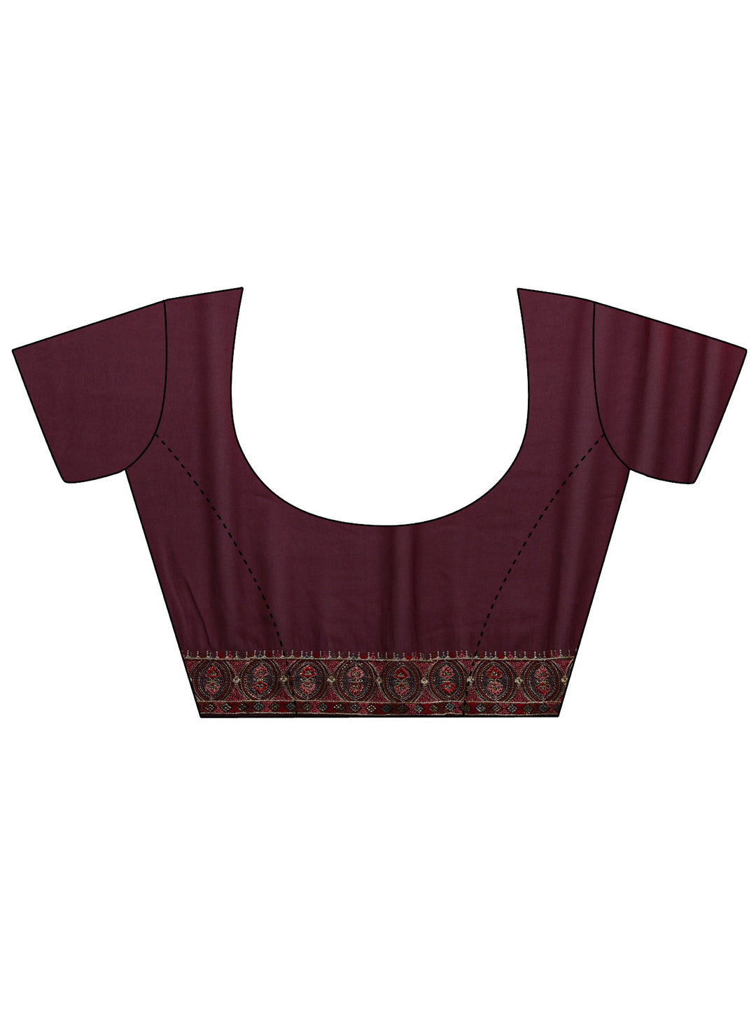 Libas Art Burgundy Jamawar Embroidered Georgette Saree With Unstitched Blouse Piece