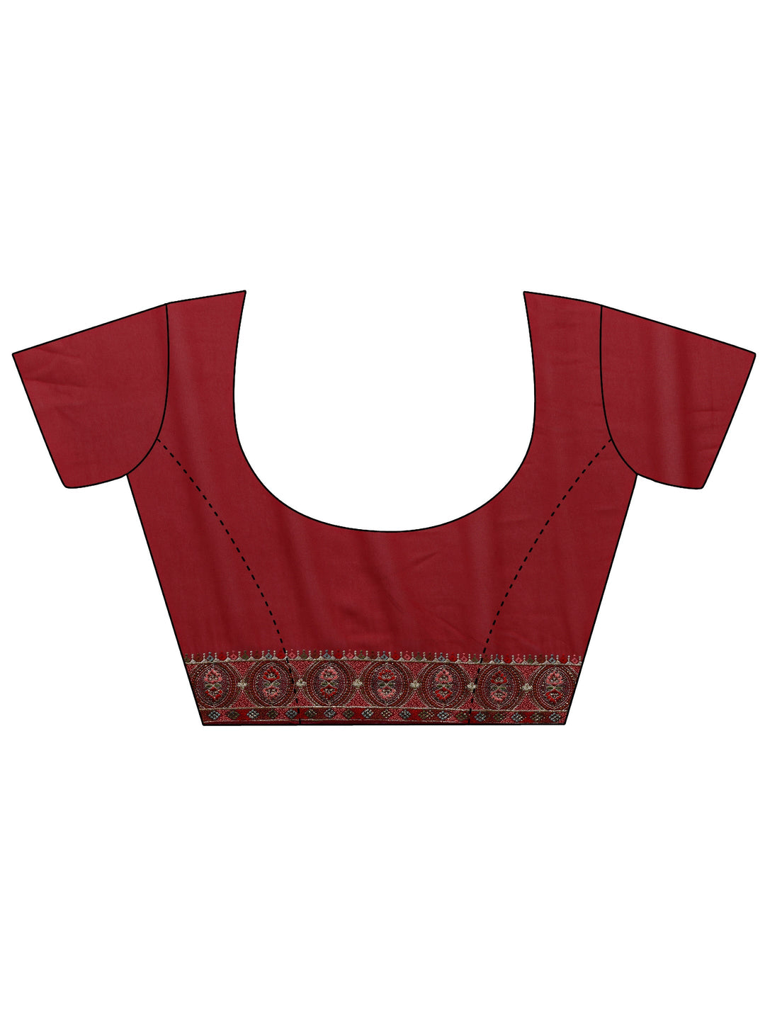 Libas Art Red Jamawar Embroidered Georgette Saree With Unstitched Blouse Piece