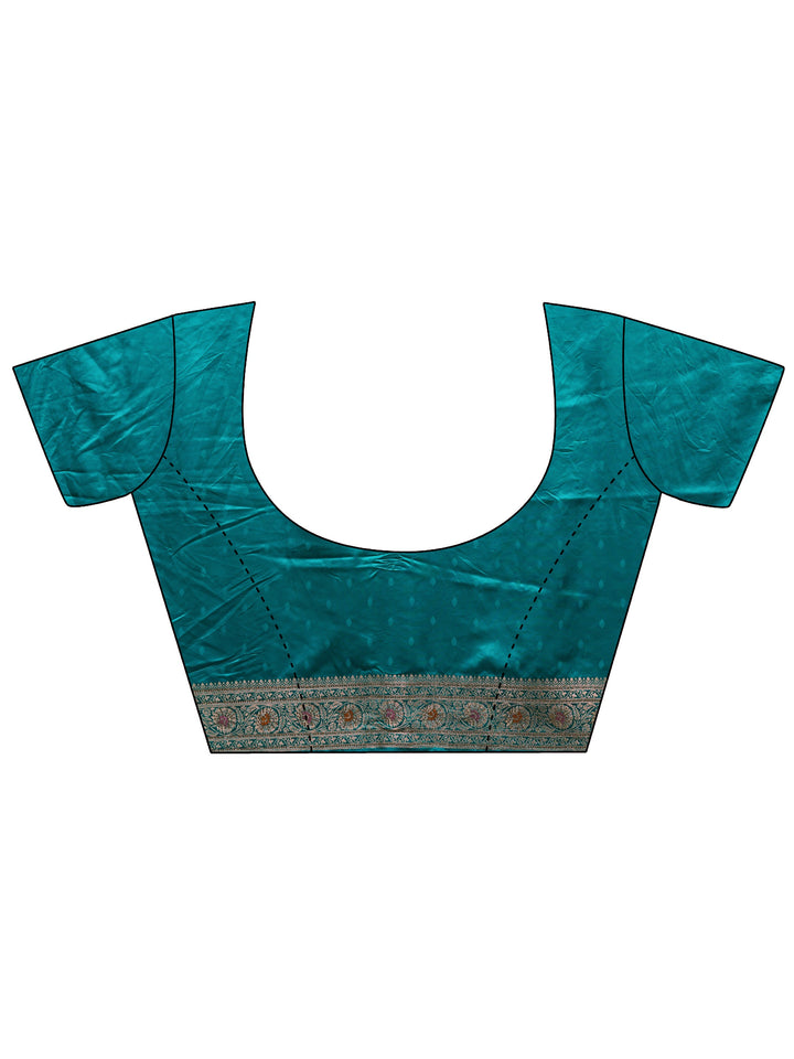 Libas Art Green Woven Design Silk Blend Banarasi Saree With Unstitched Blouse Piece