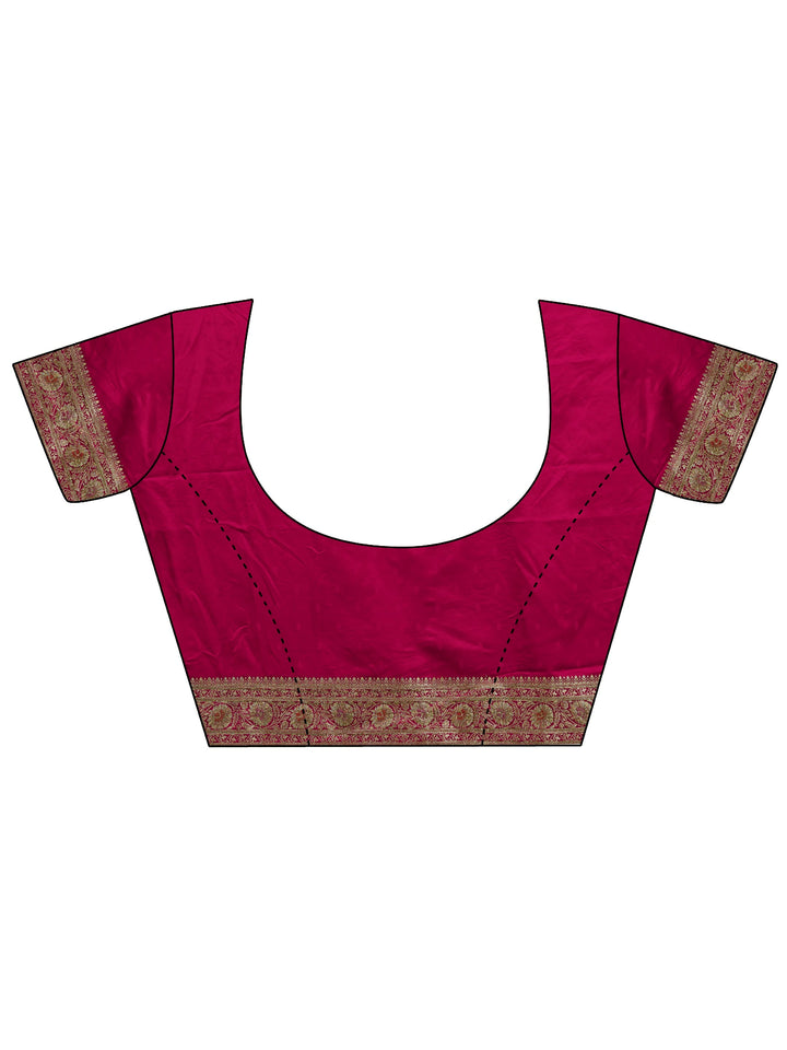 Libas Art Pink Banarasi Silk Blend Saree With Unstitched Blouse Piece