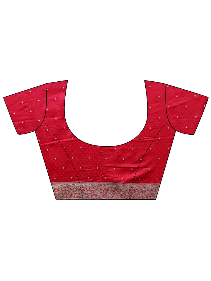 Libas Art Pink Woven Design Silk Blend Banarasi Saree With Unstitched Blouse Piece