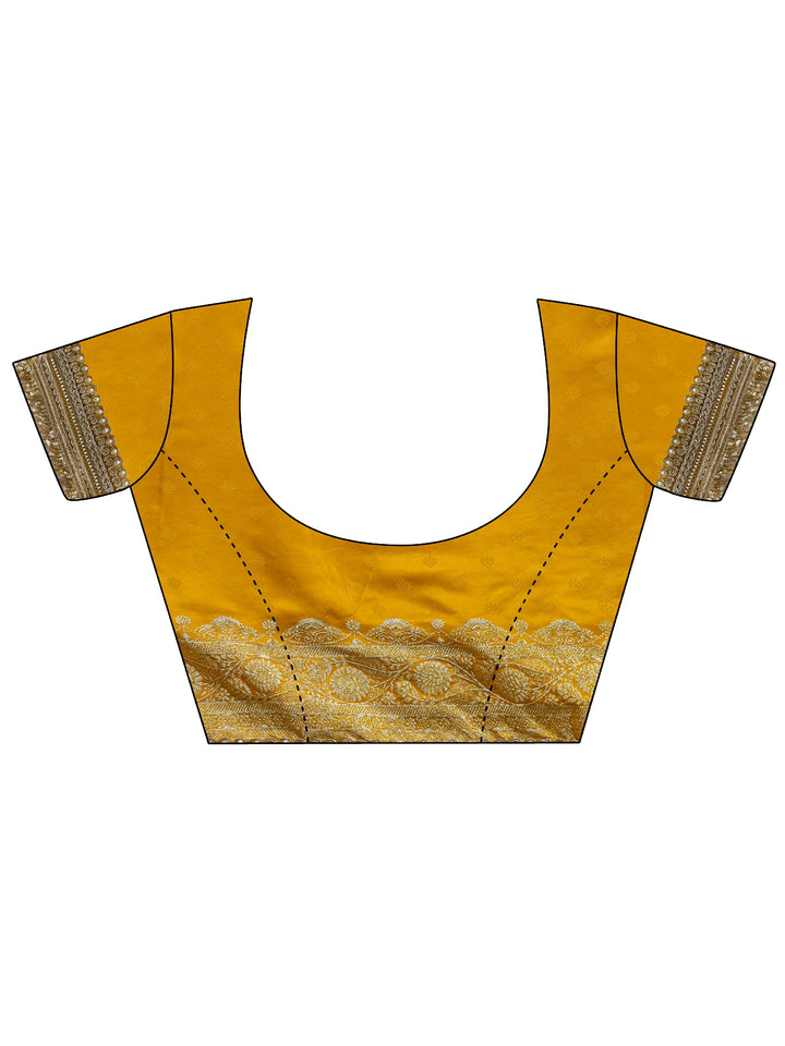 Libas Art Mustard Embellished Woven Design Silk Saree With Unstitched Blouse Piece