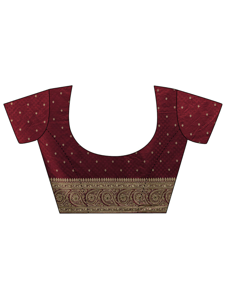 Libas Art Maroon Banarasi Silk Blend Saree With Unstitched Blouse Piece
