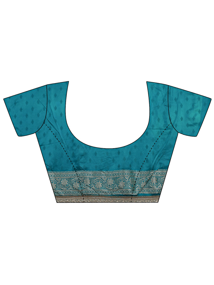 Libas Art Blue Woven Design Silk Blend Banarasi Saree With Unstitched Blouse Piece