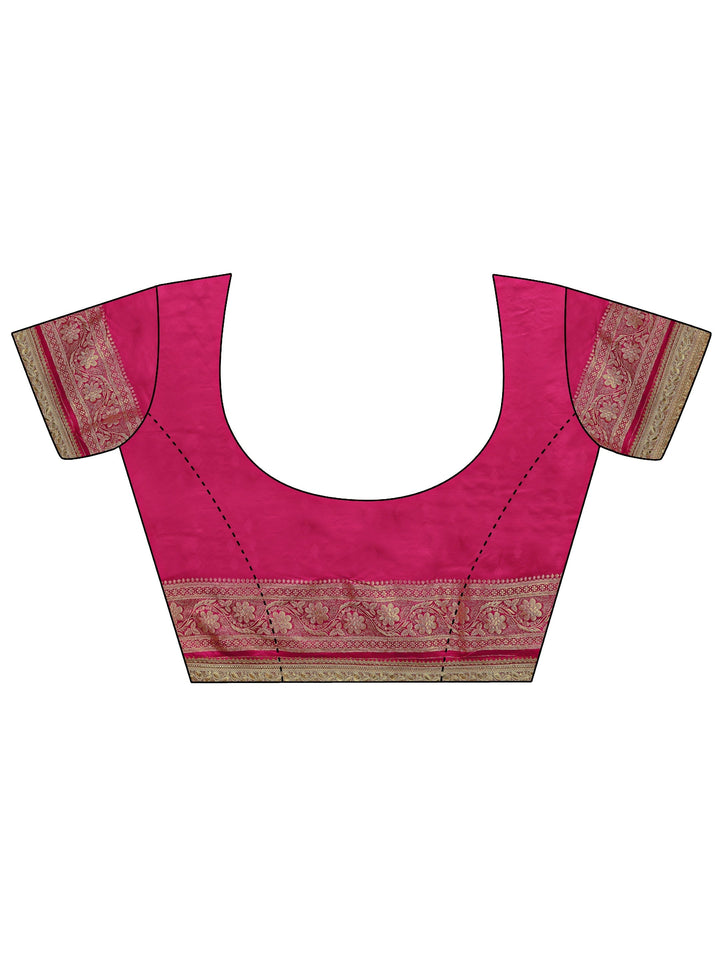 Libas Art Pink Banarasi Silk Blend Saree With Unstitched Blouse Piece