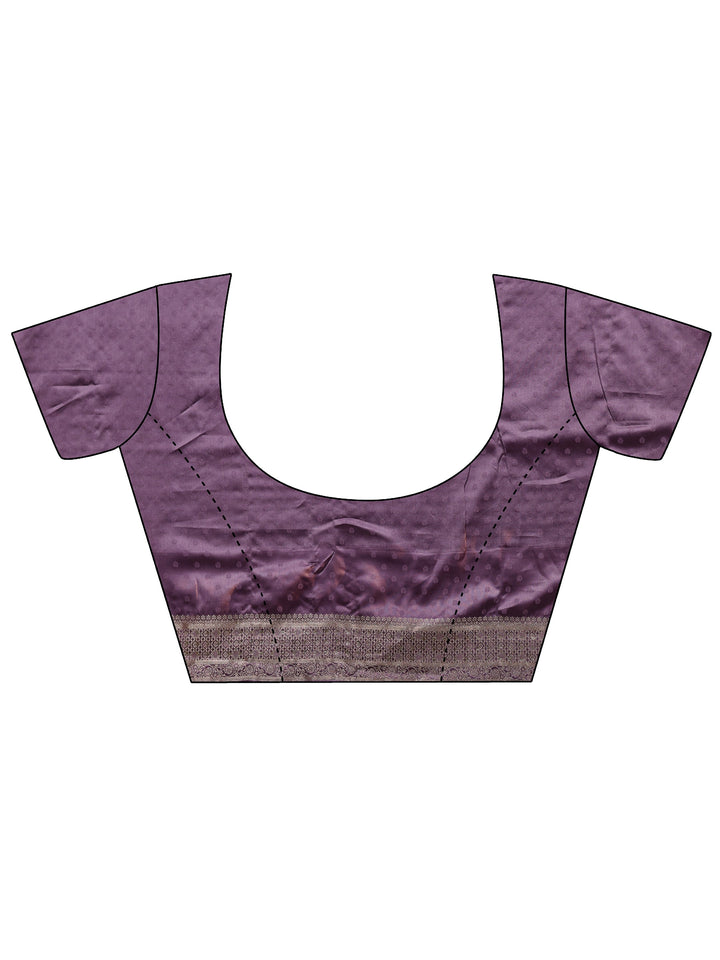 Purple Woven Design Satin Banarasi Saree With Unstitched Blouse Piece