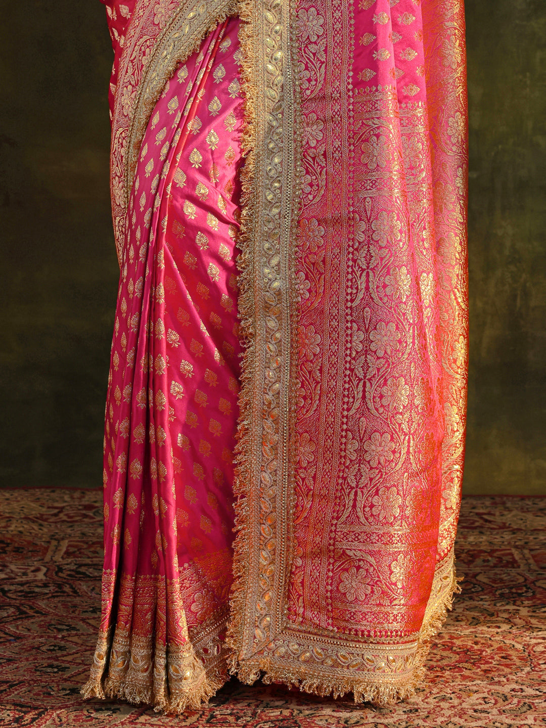 Libas Purple Banarasi Satin Saree With Unstitched Blouse Piece