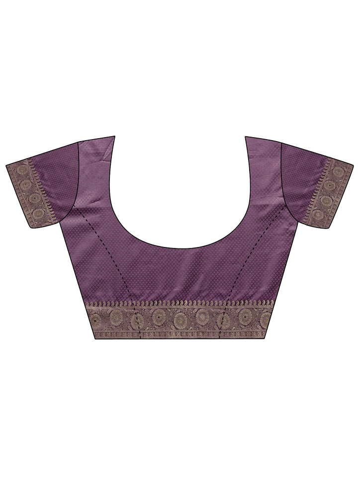 Libas Purple Banarasi Satin Saree With Unstitched Blouse Piece