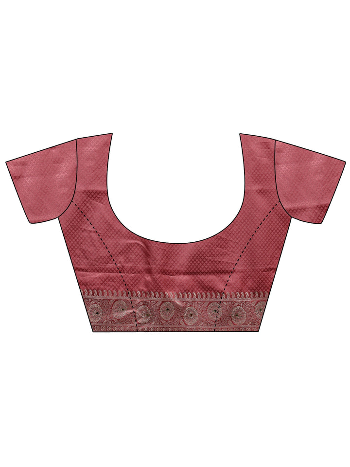 Libas Peach Woven Design Satin Banarasi Saree With Unstitched Blouse Piece