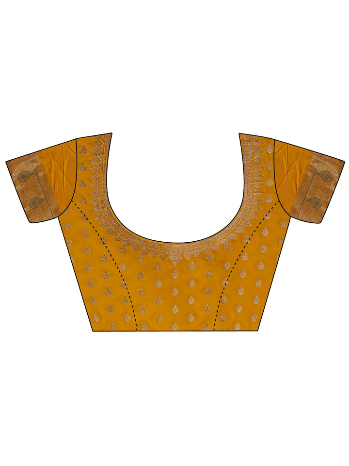 Mustard Ethnic Silk Blend Saree With Unstitched Blouse Piece