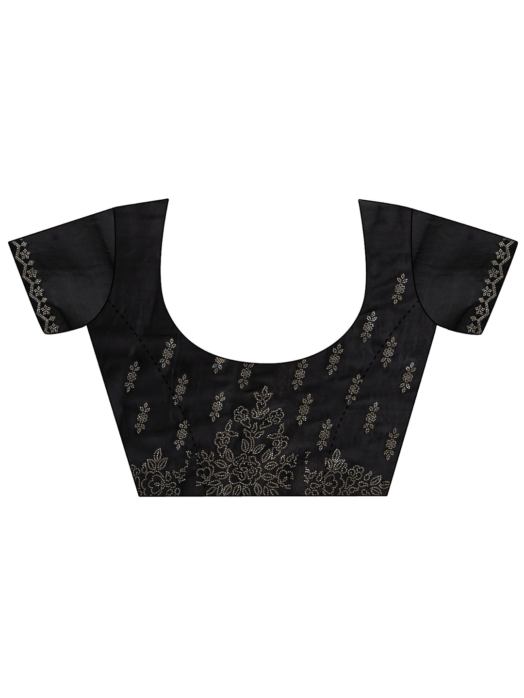 Black Embellished Tissue Saree With Unstitched Blouse Piece